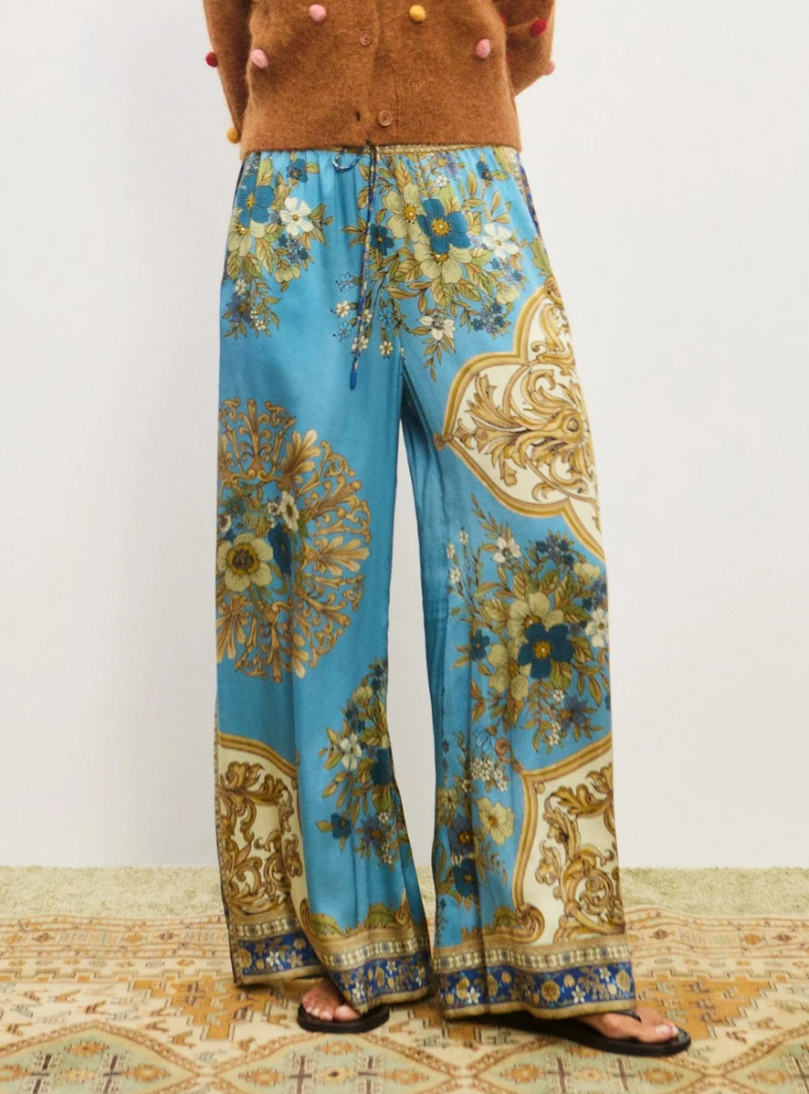 Cassie silk pant blue