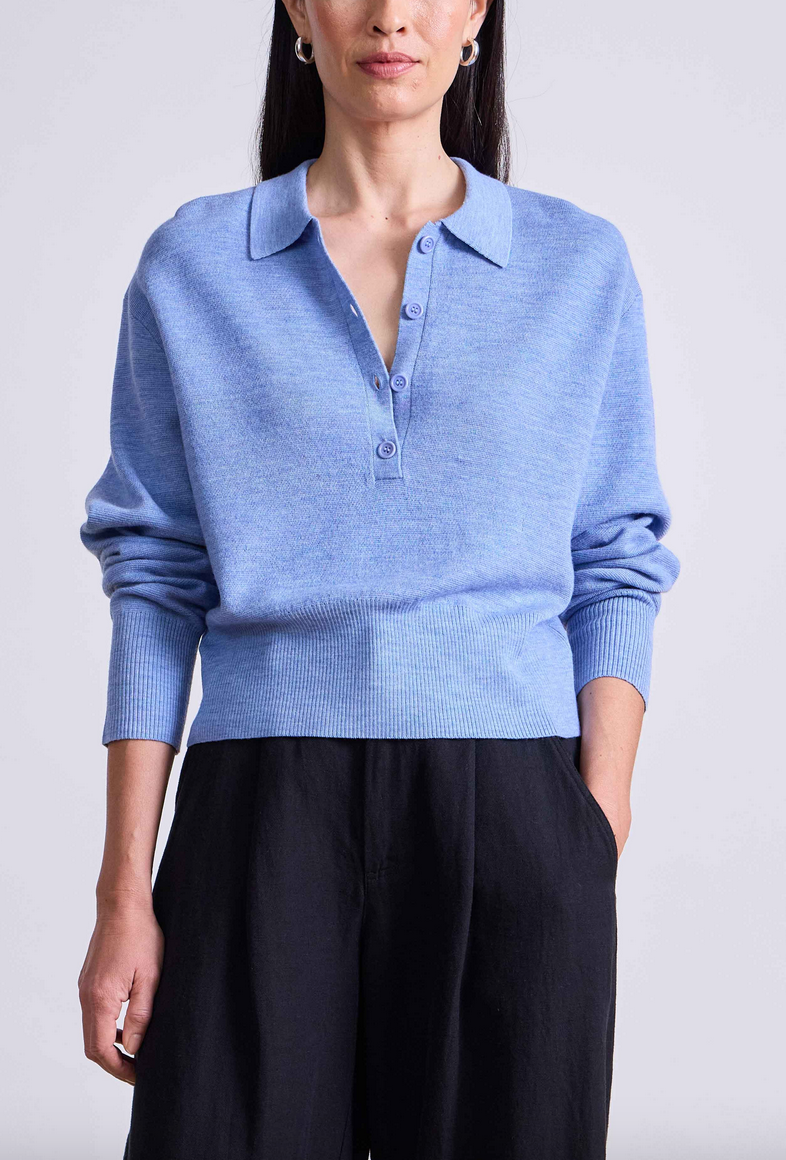 kari polo knit heathered sky
