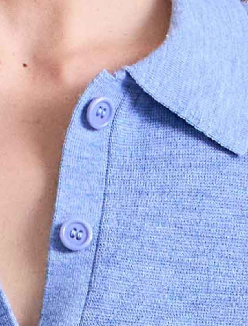 kari polo knit heathered sky