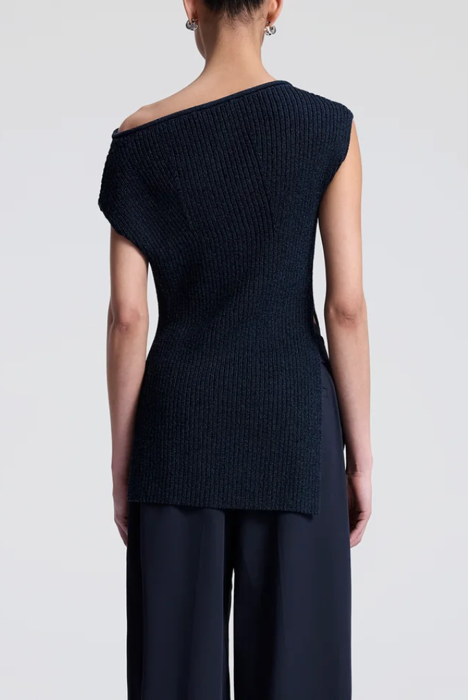 millie knit asymmetrical top navy