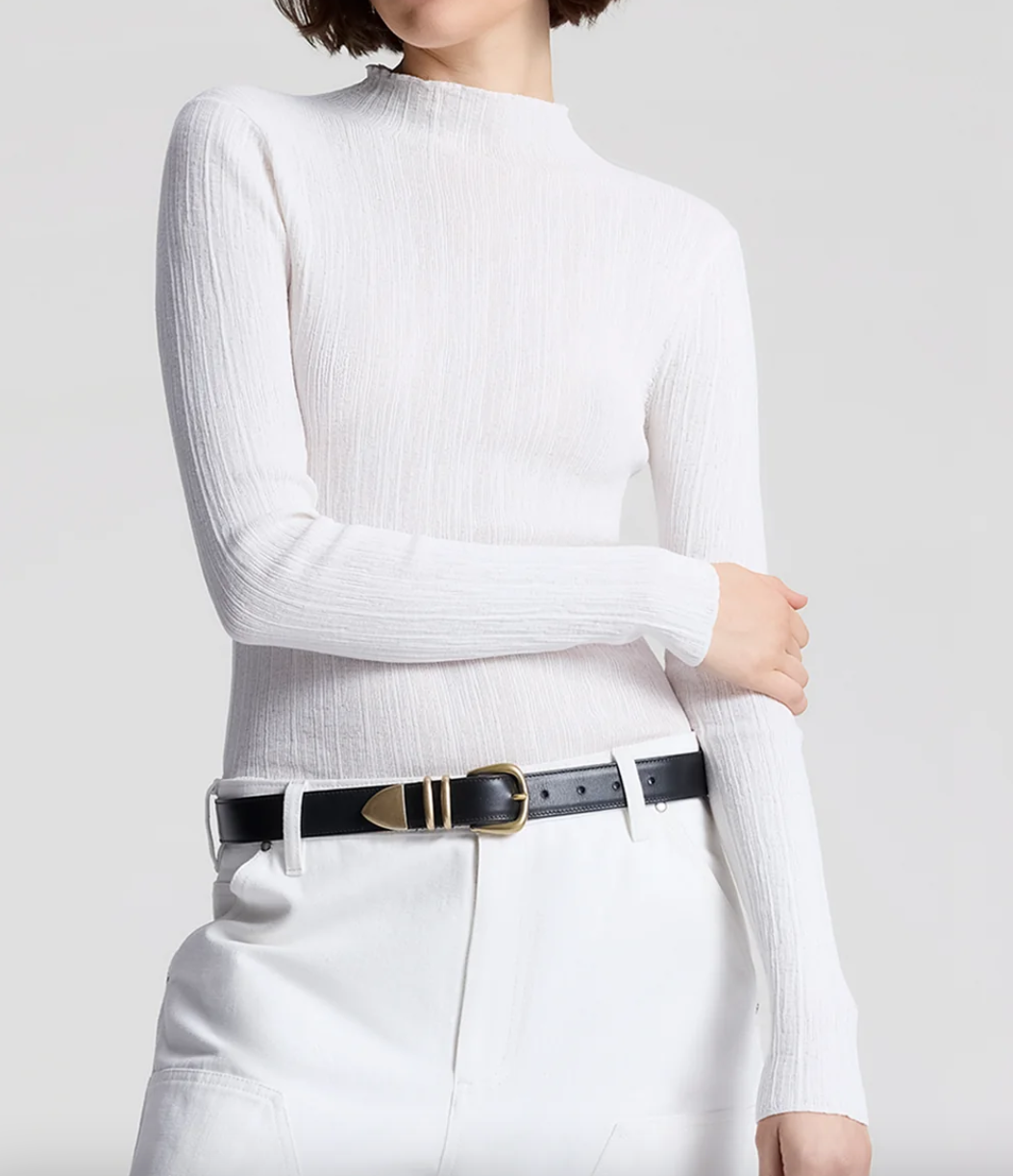 hugh fine cotton knit top bright white