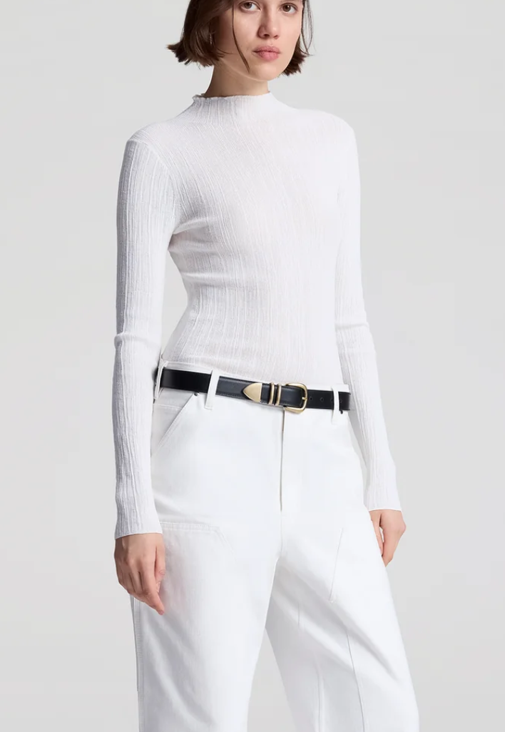 hugh fine cotton knit top bright white