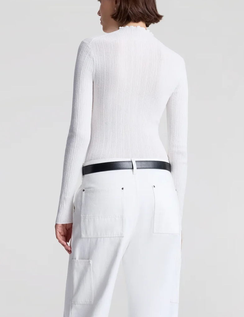 hugh fine cotton knit top bright white