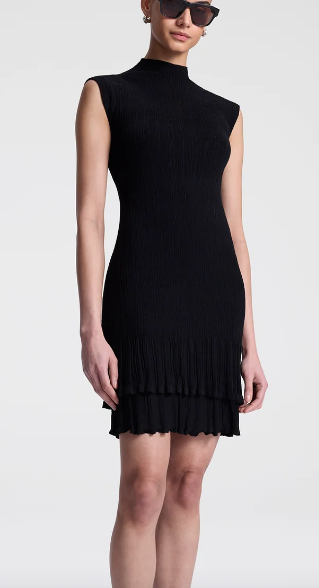 ken fine cotton knit mini dress black