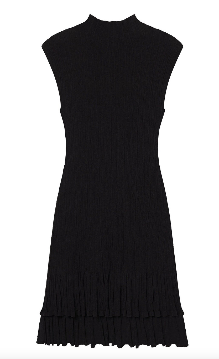 ken fine cotton knit mini dress black