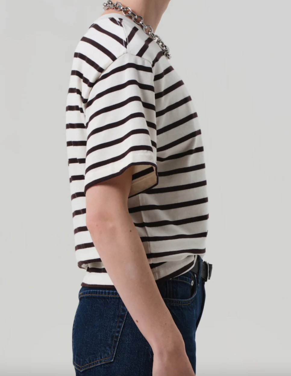 goldie tee in chocolate stripe