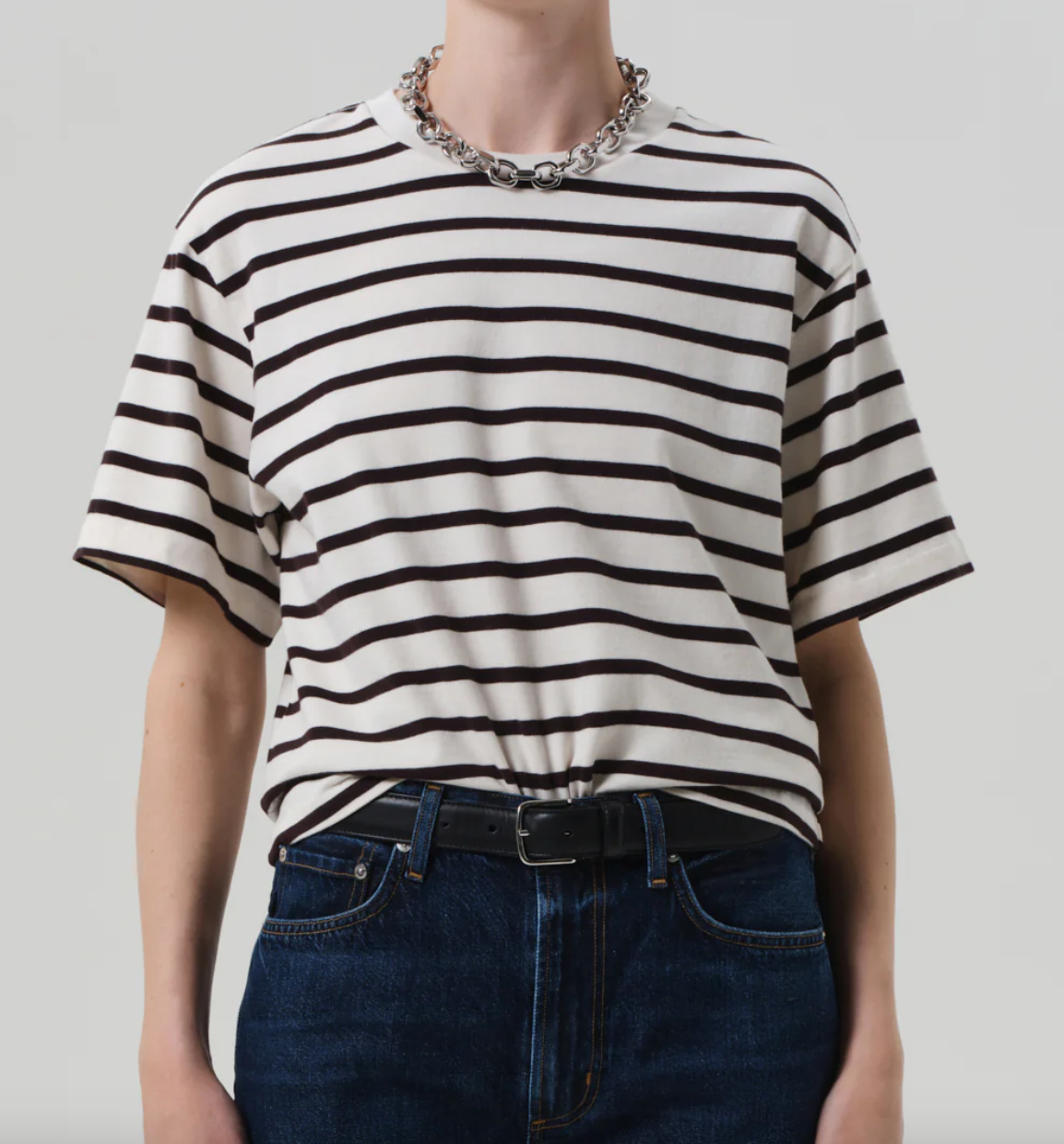 goldie tee in chocolate stripe