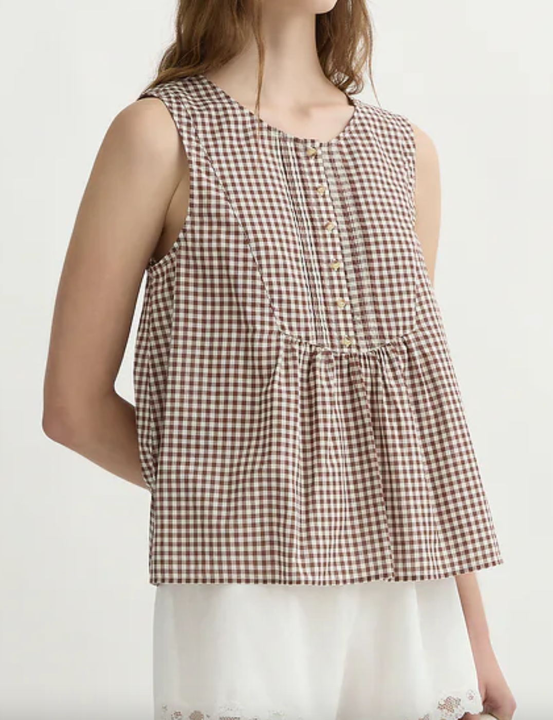 callie blouse petite mocha gingham
