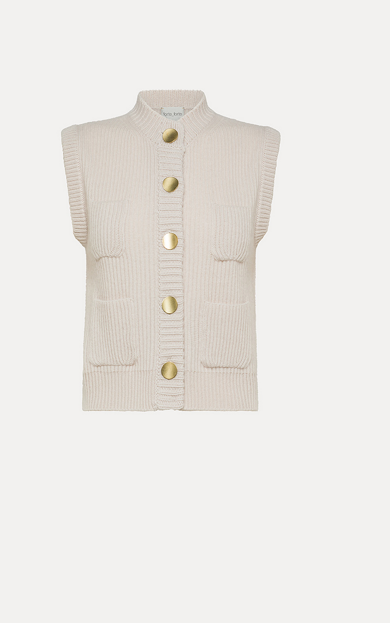 cashmere wool english rib vest borotalco pale purple