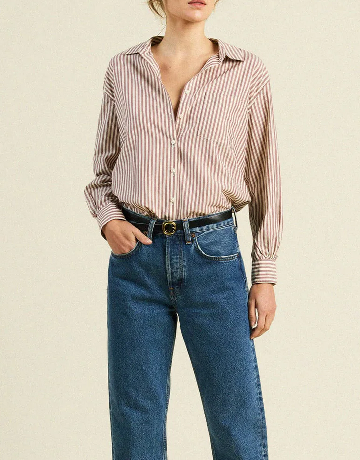 blake oversized shirt burgundy stripe