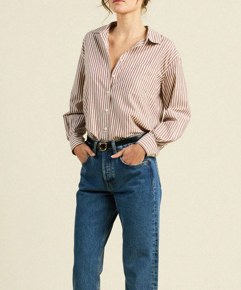 blake oversized shirt burgundy stripe