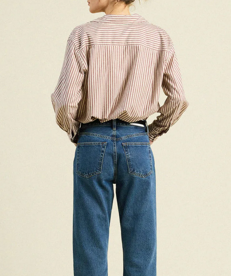 blake oversized shirt burgundy stripe
