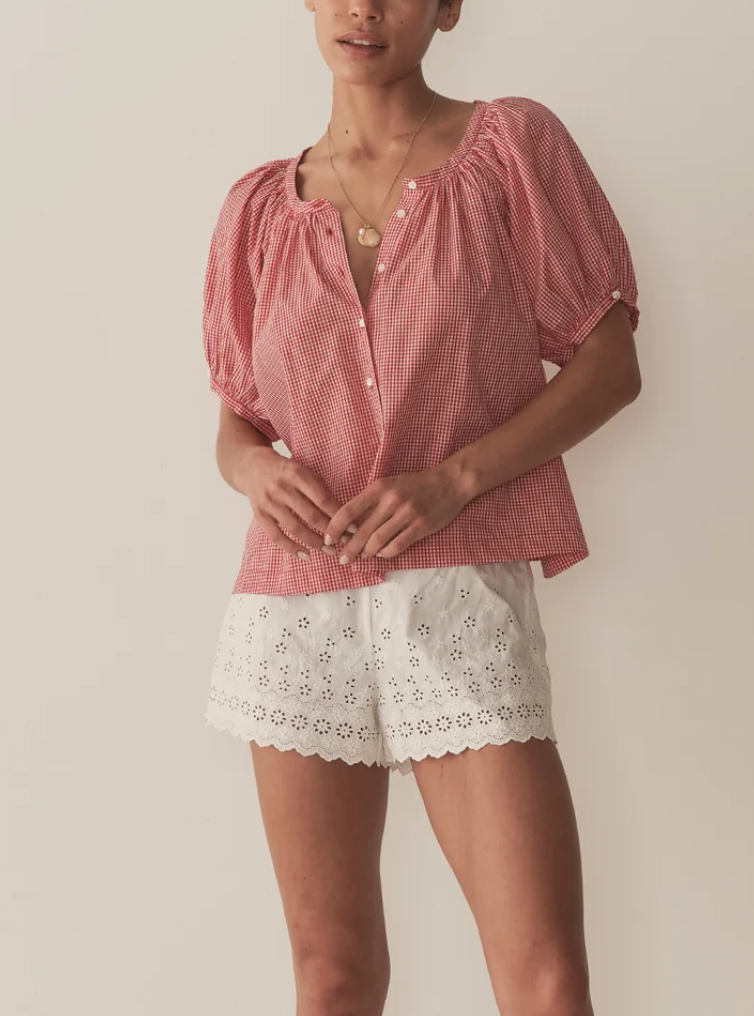 June top cerise gingham