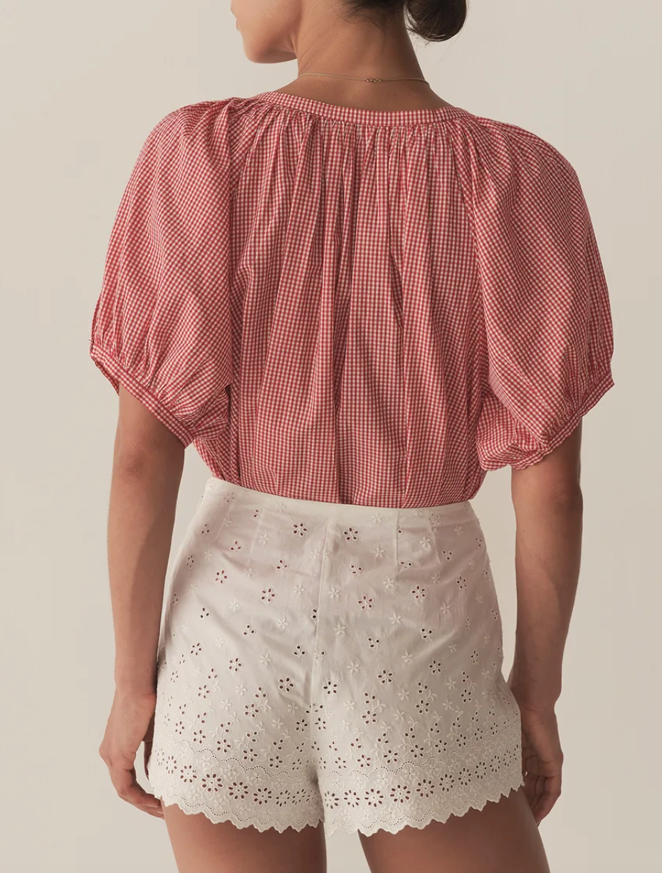 June top cerise gingham