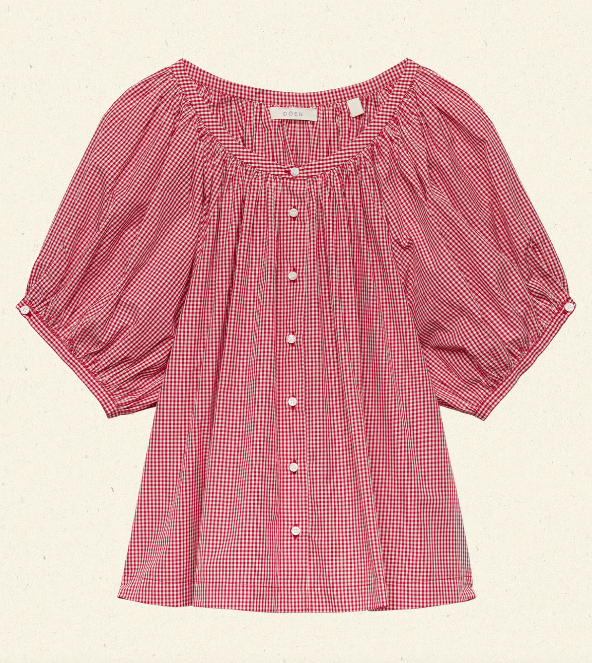 June top cerise gingham