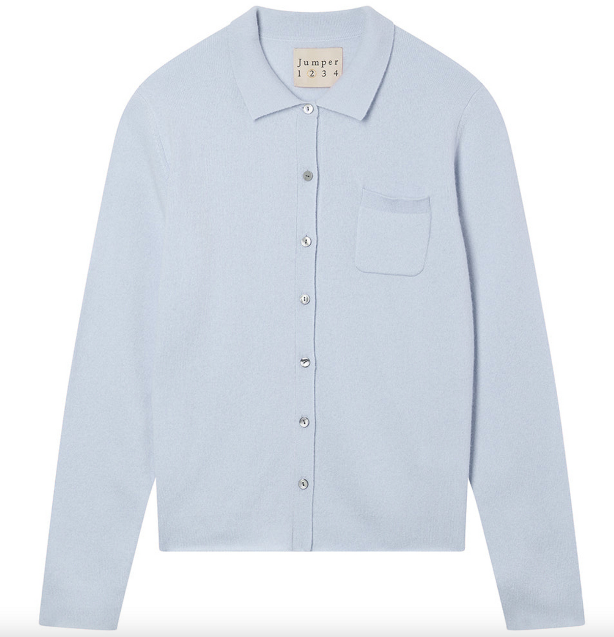 Merino knit shirt in pale blue