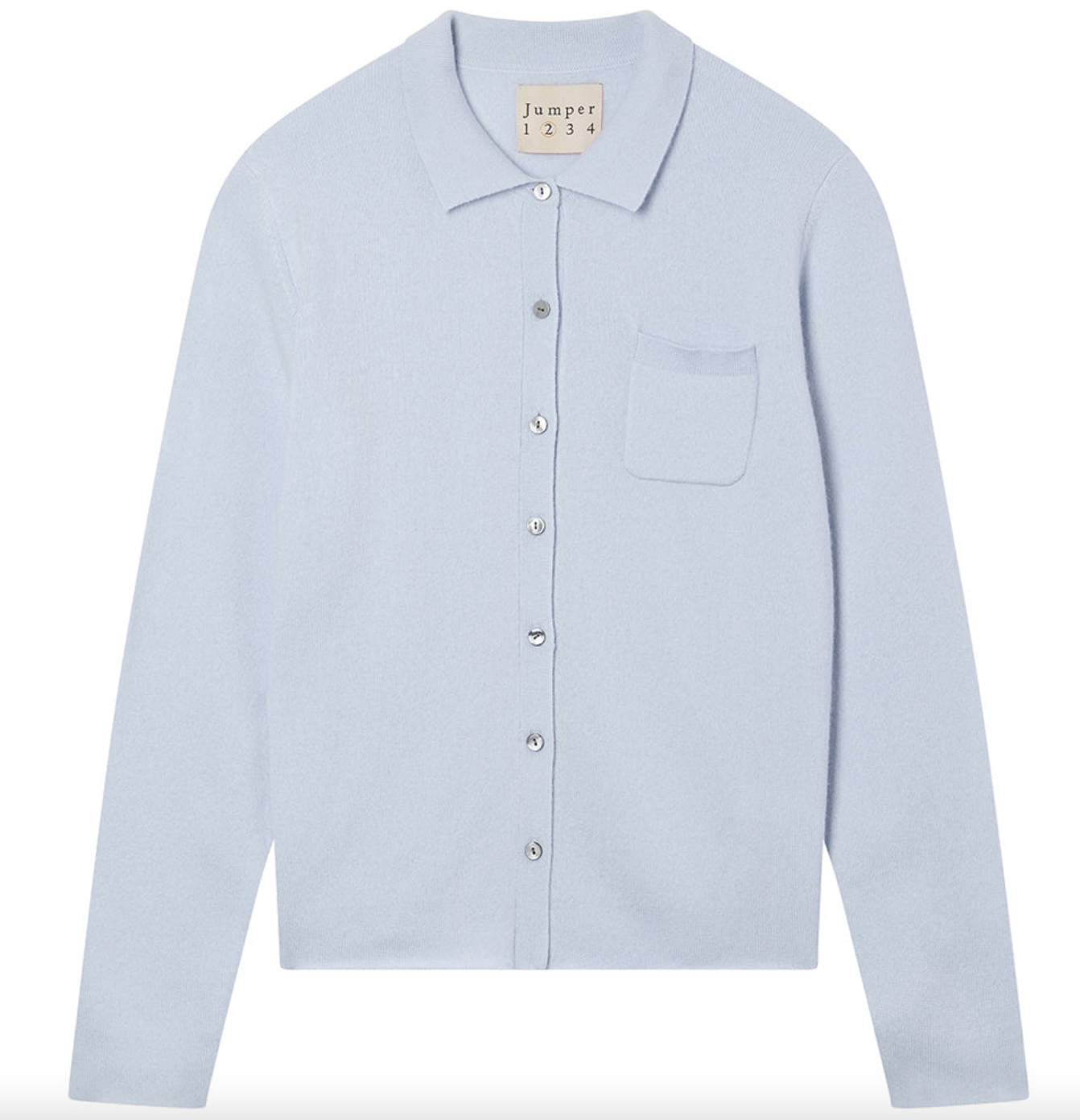 Merino knit shirt in pale blue