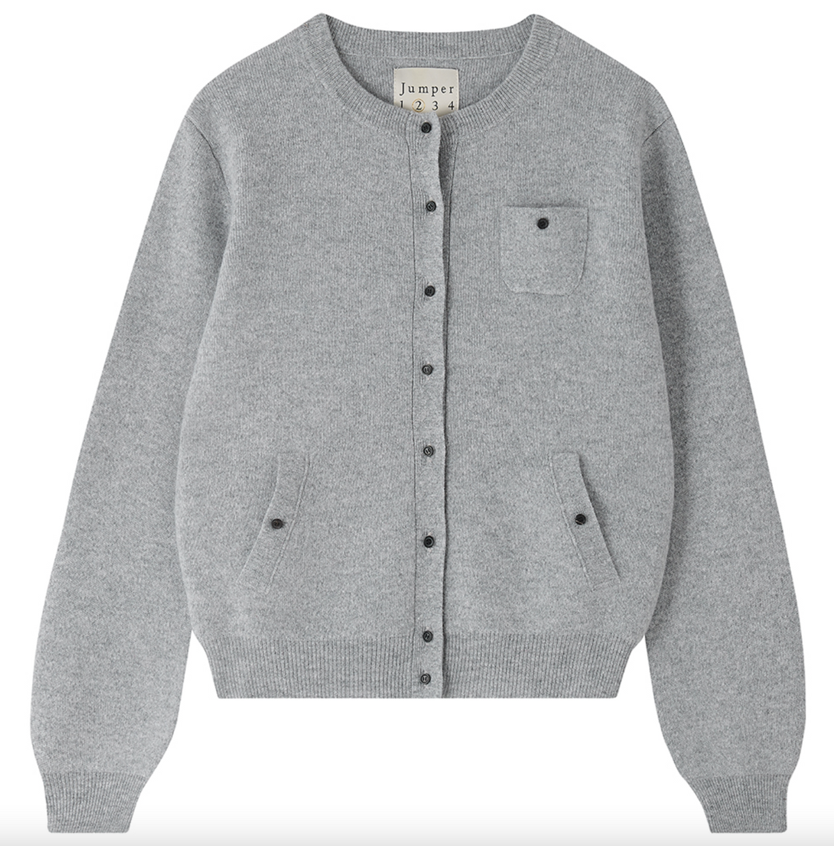 merino multi pocket cardigan in mid grey