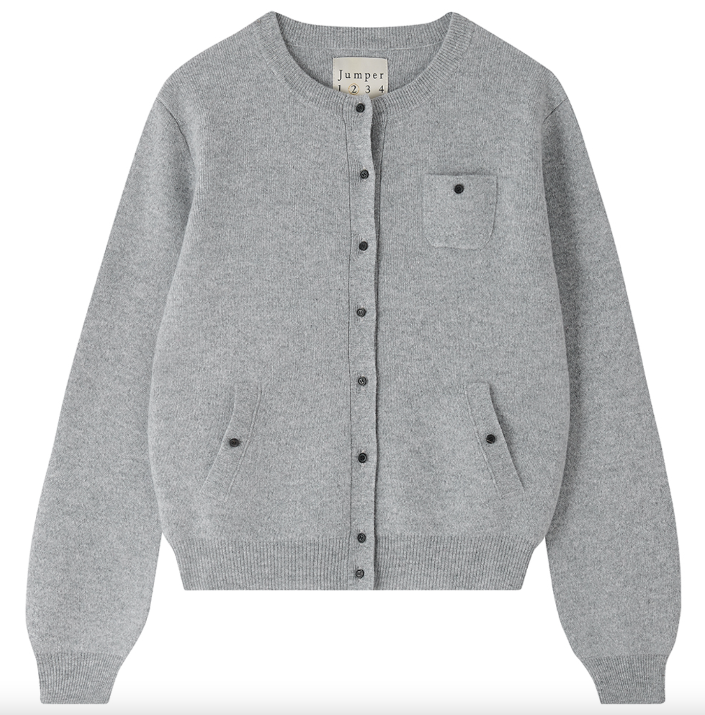 merino multi pocket cardigan in mid grey
