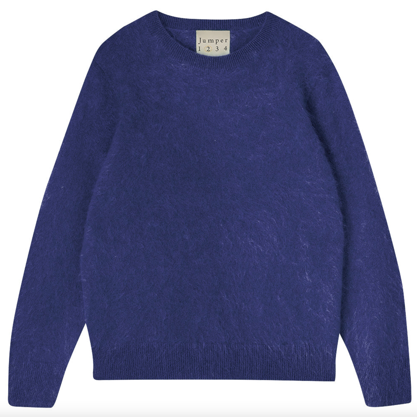 brushed cashmere crew neck bright sea blue