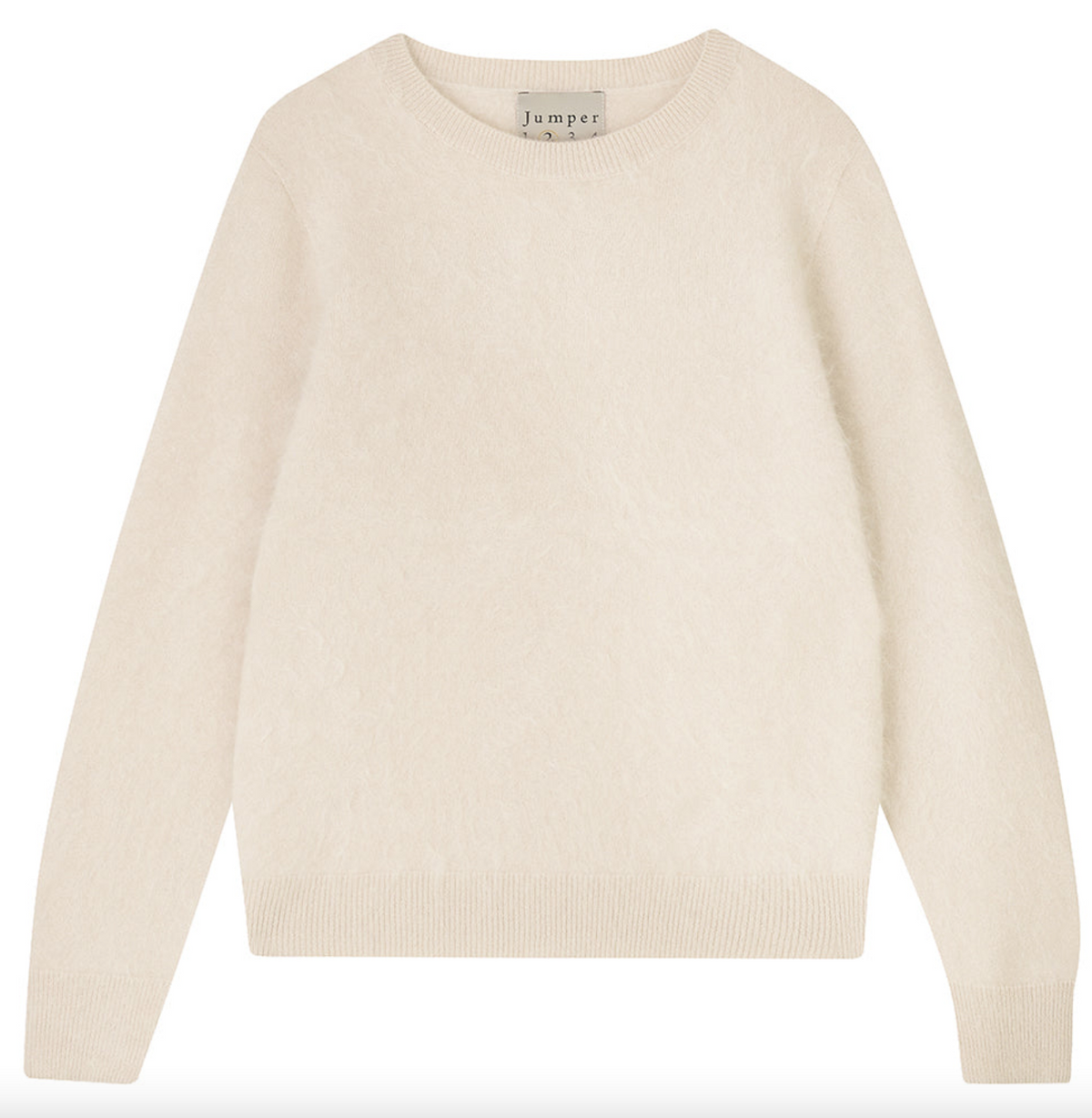 brushed cashmere crew neck in cream