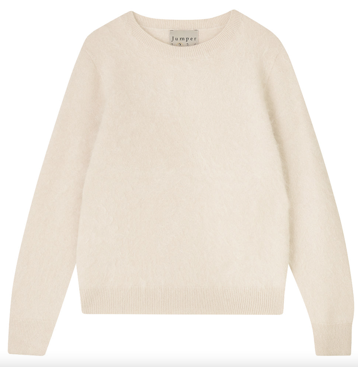 brushed cashmere crew neck in cream