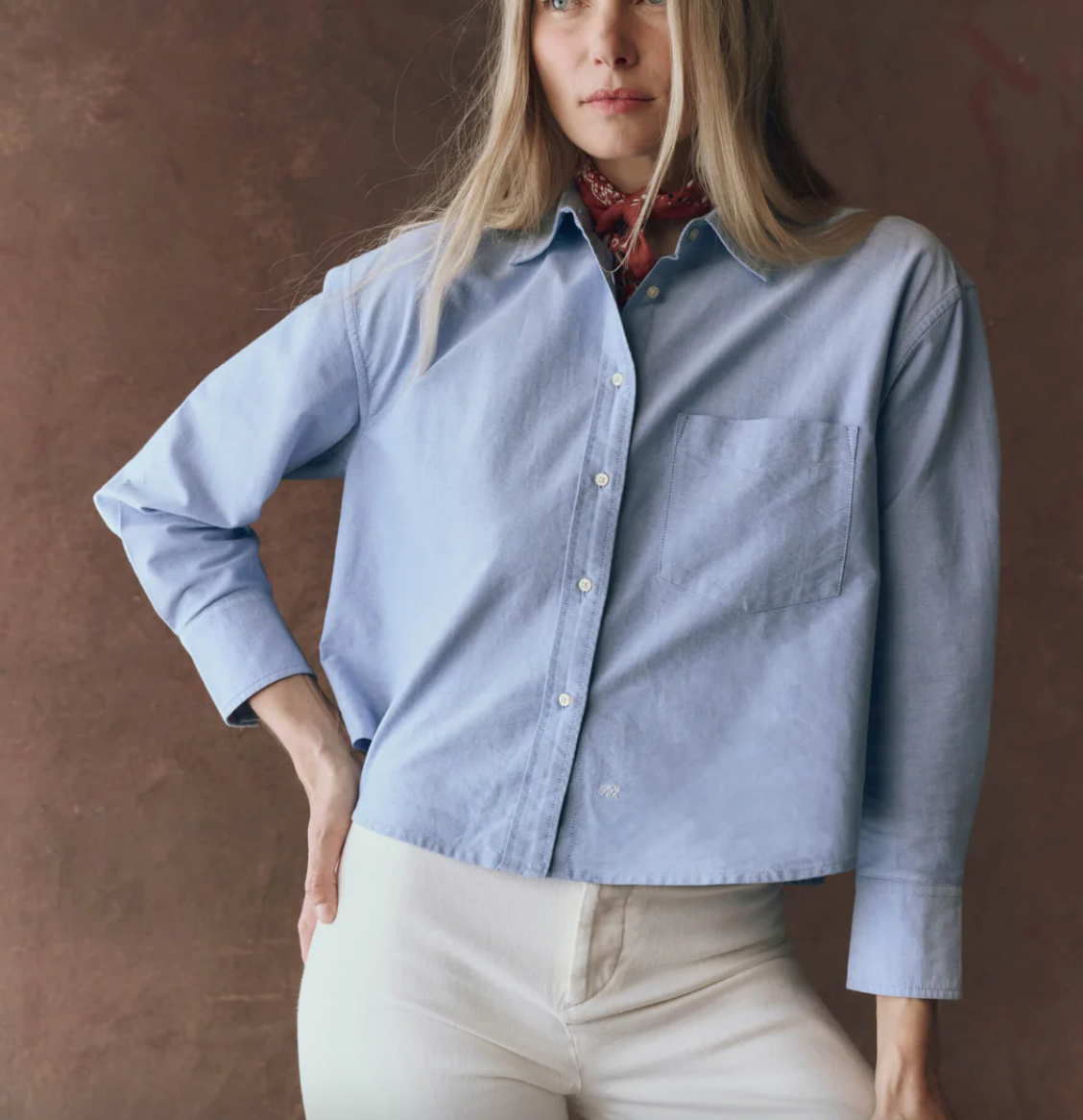 the cropped oxford shirt classic blue