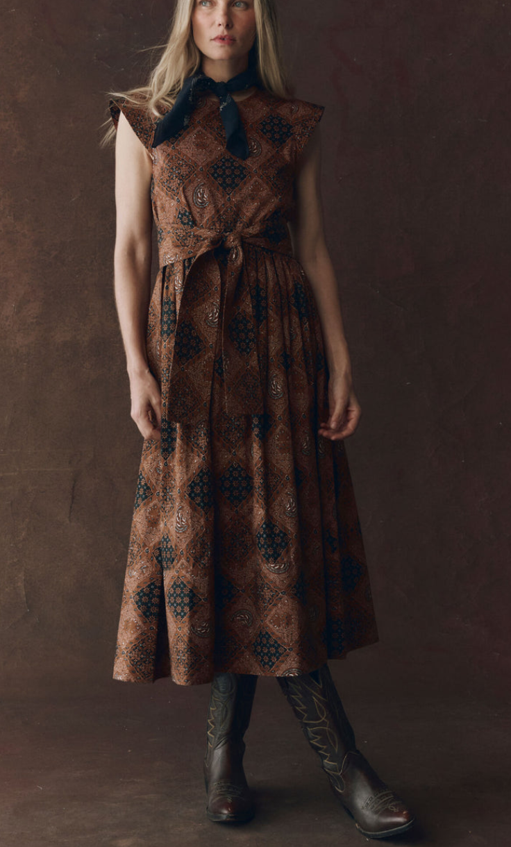 the tulsa dress geo bandana print