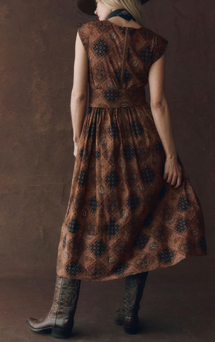 the tulsa dress geo bandana print