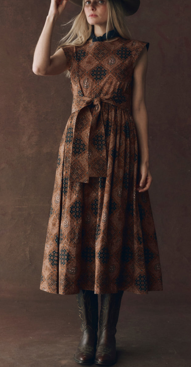 the tulsa dress geo bandana print