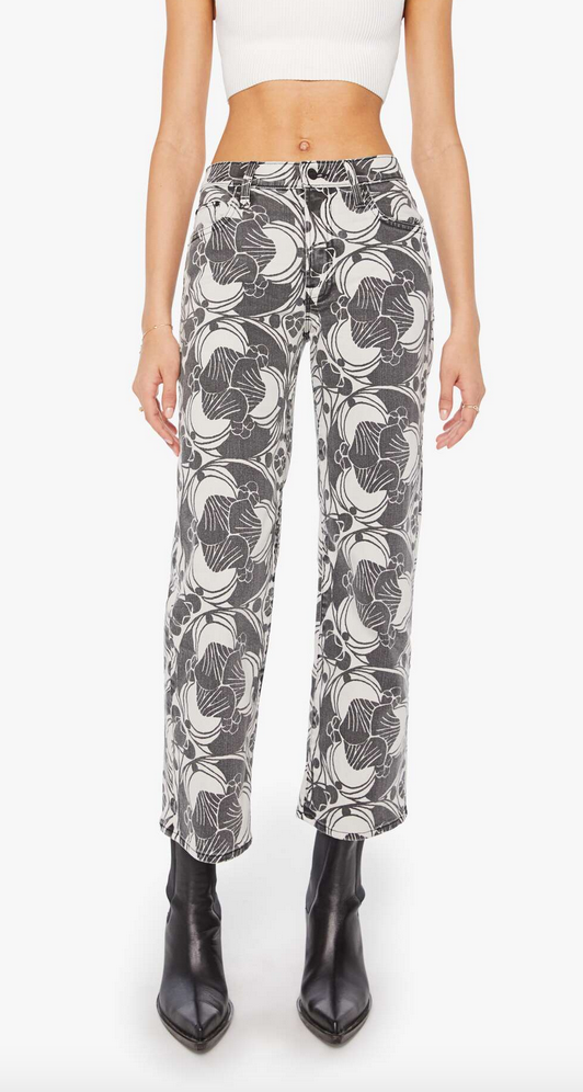 the mid rise rambler zip ankle curlycue black and cream