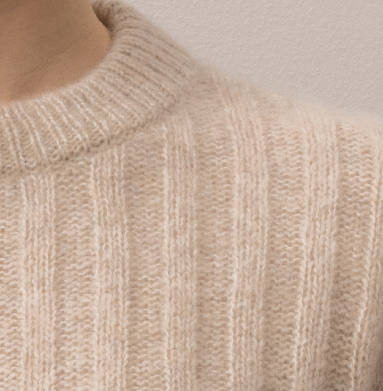 ribbed crew cashmere with silk sweater marble melange