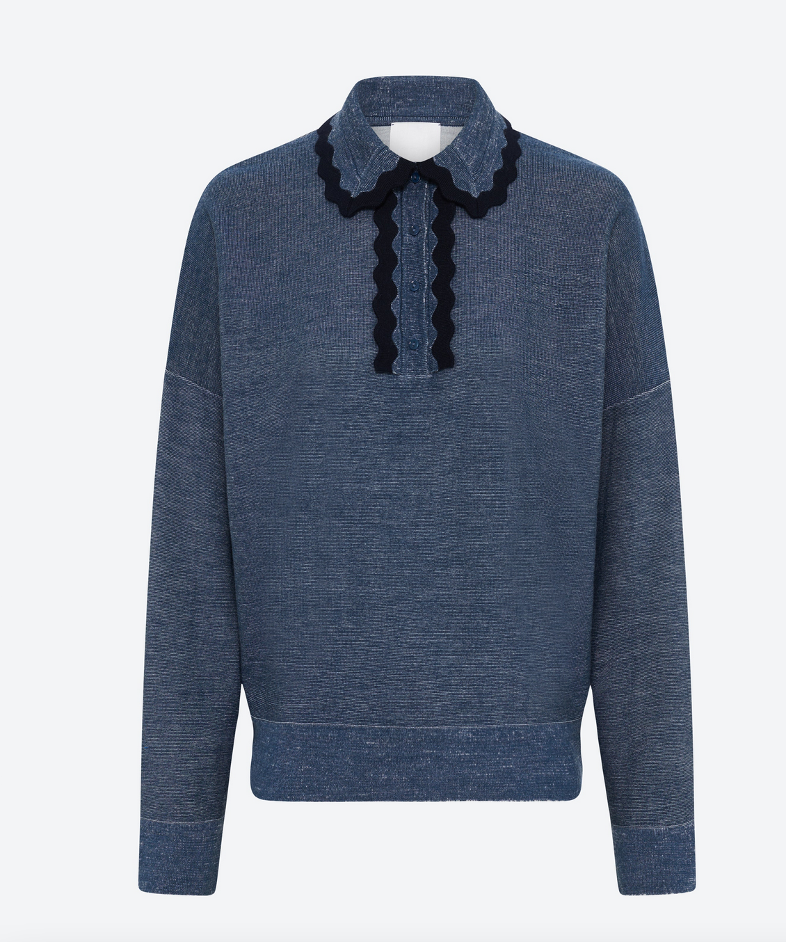 duchesse2 knit rick-rack edged collar blueberry denim midnight