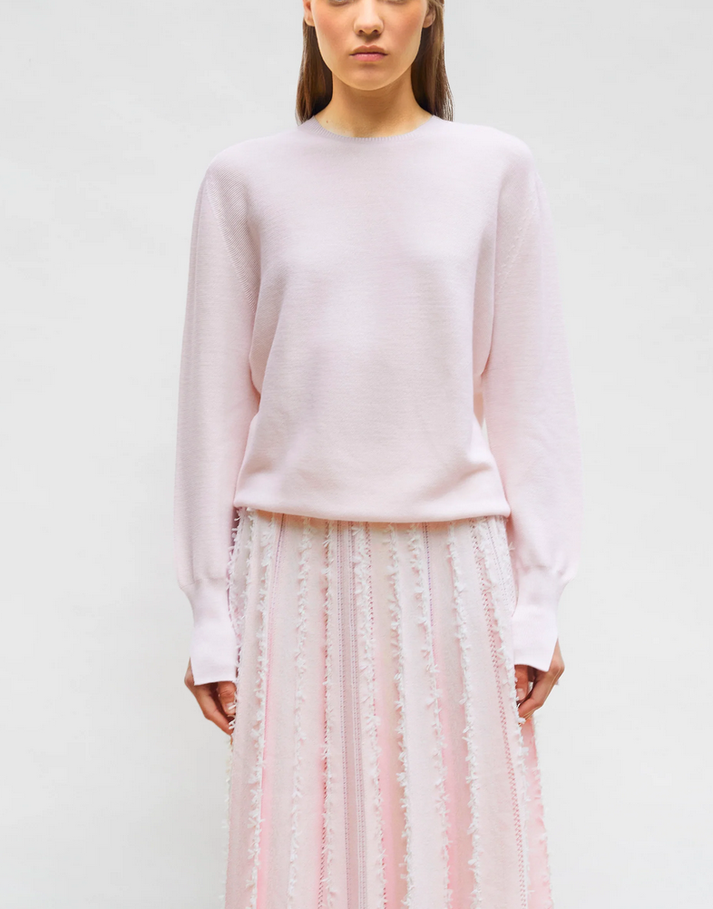 samie fine top long sleeved round neck petal