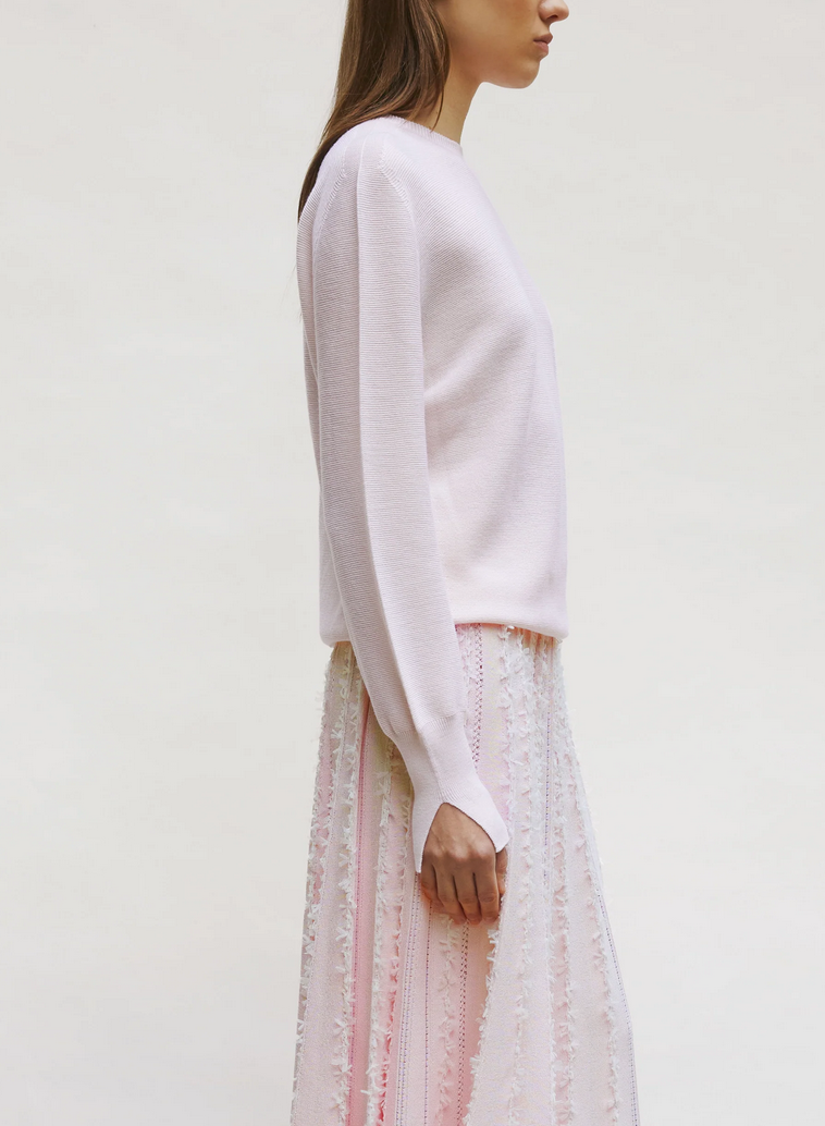 samie fine top long sleeved round neck petal