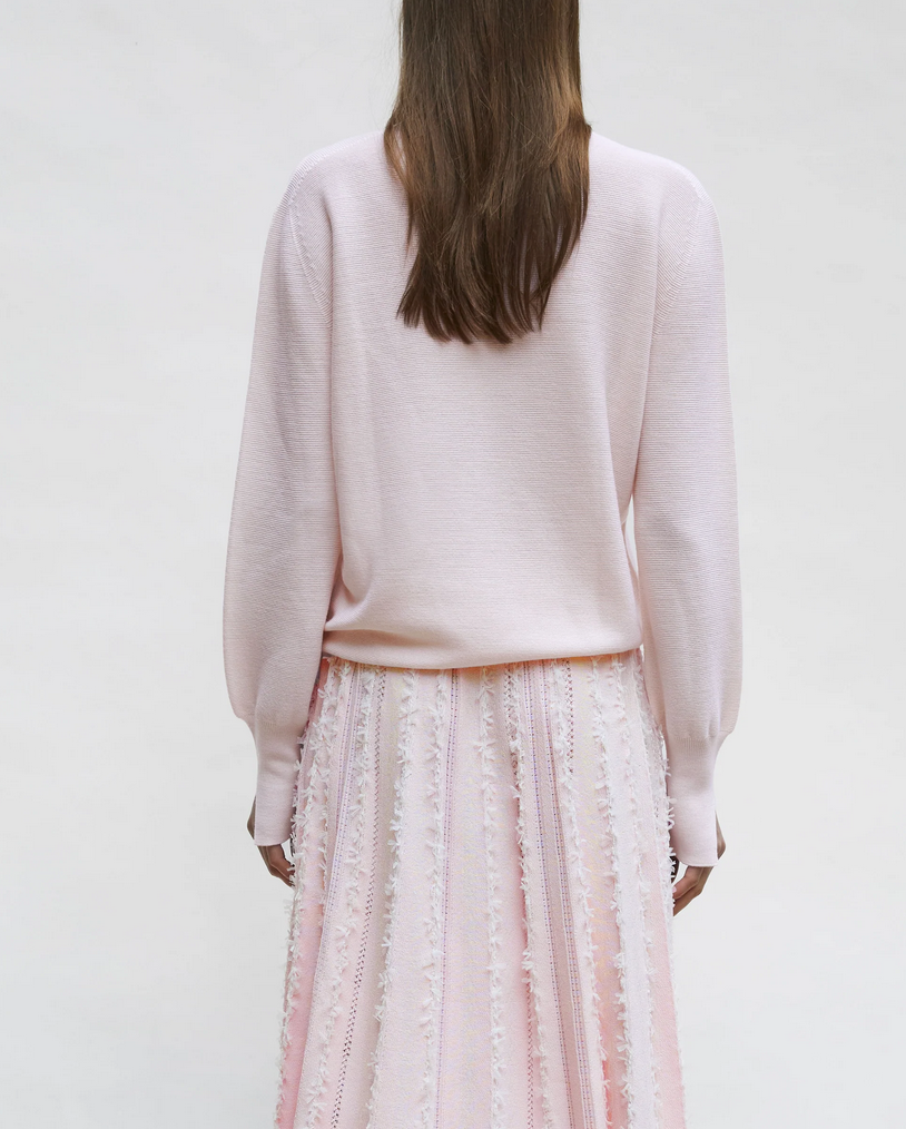 samie fine top long sleeved round neck petal