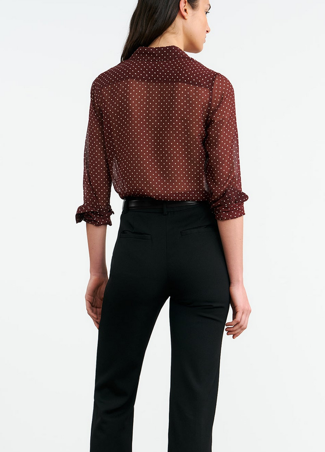 Gaia silk shirt bordeaux/cream dots