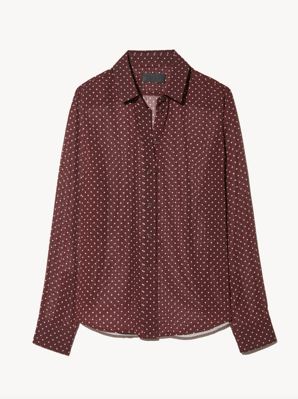 Gaia silk shirt bordeaux/cream dots