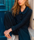 Faust knit shirt with ruffle collar midnight - electric blue