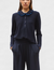 Faust knit shirt with ruffle collar midnight - electric blue