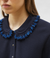Faust knit shirt with ruffle collar midnight - electric blue