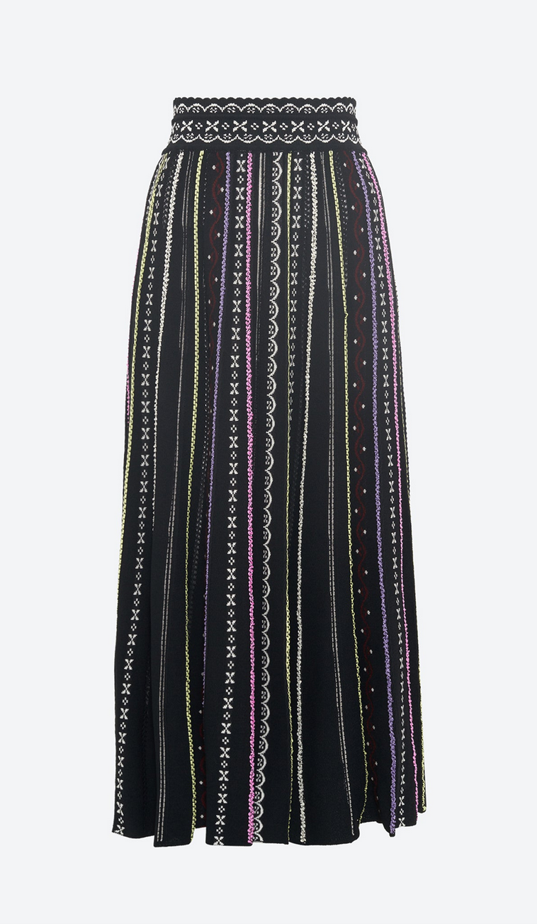 Daiquiri 2 long dotted swiss knit skirt deep black multi