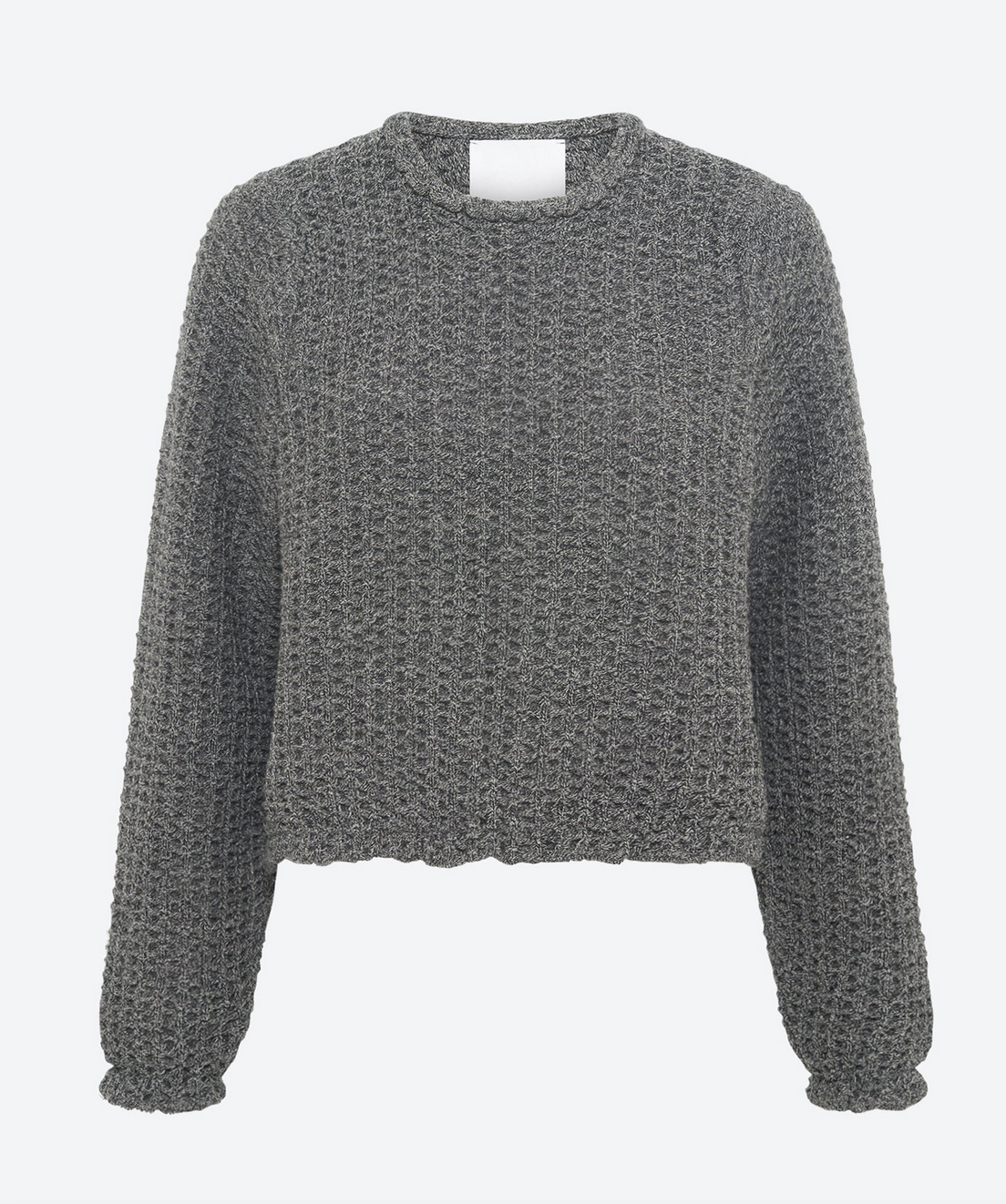 Dahlia round collared top tweed knit black mottled