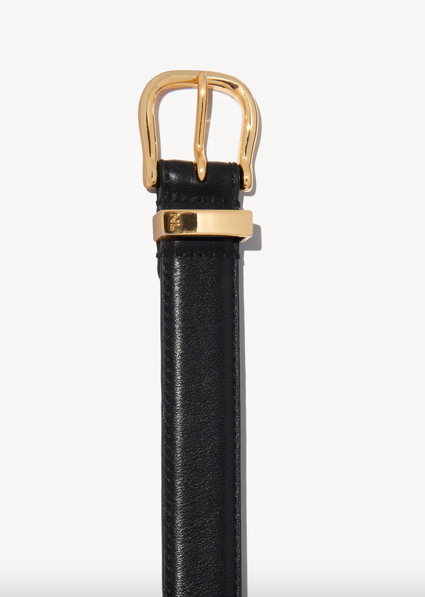 louise belt black w/ shiny brass buckle
