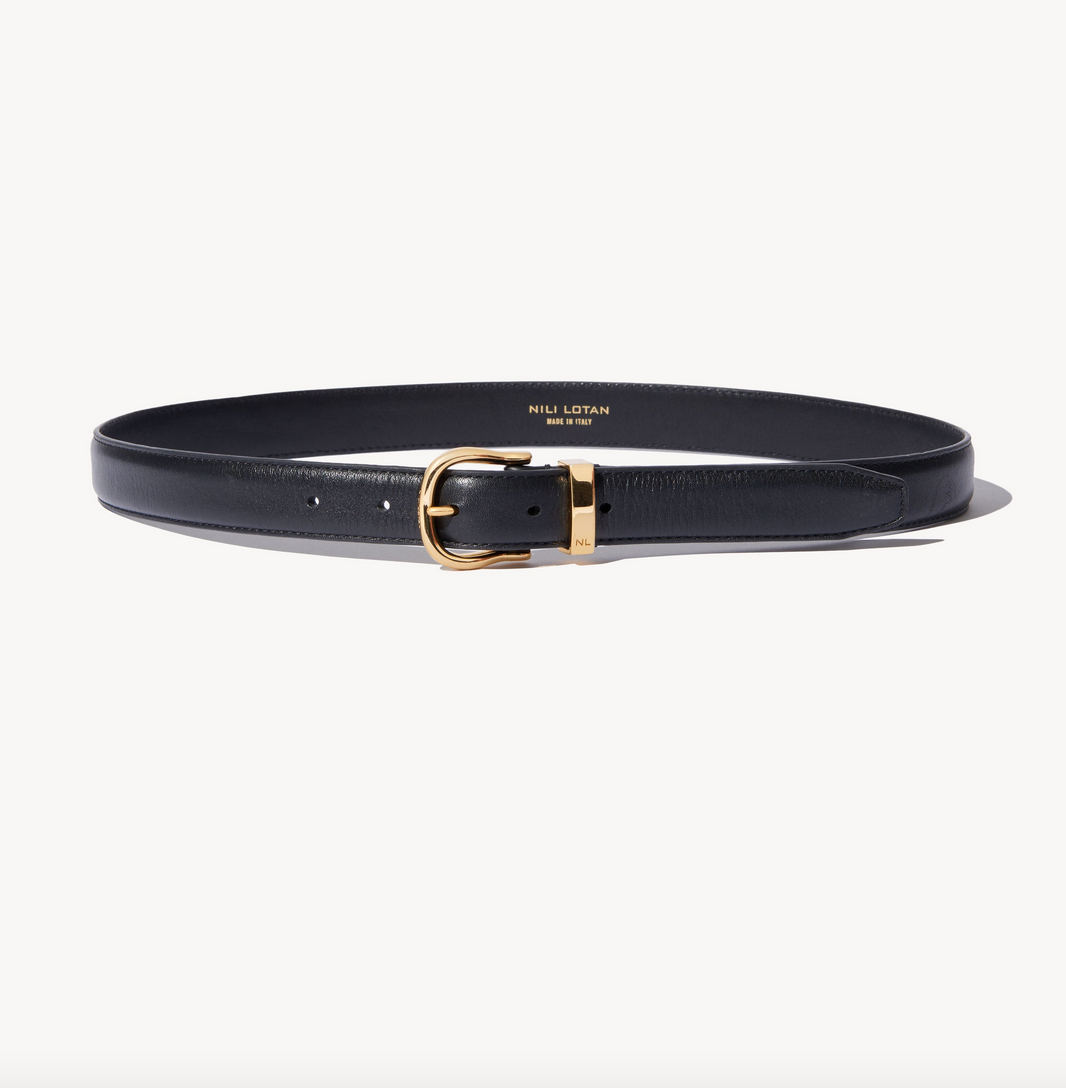 louise belt black w/ shiny brass buckle