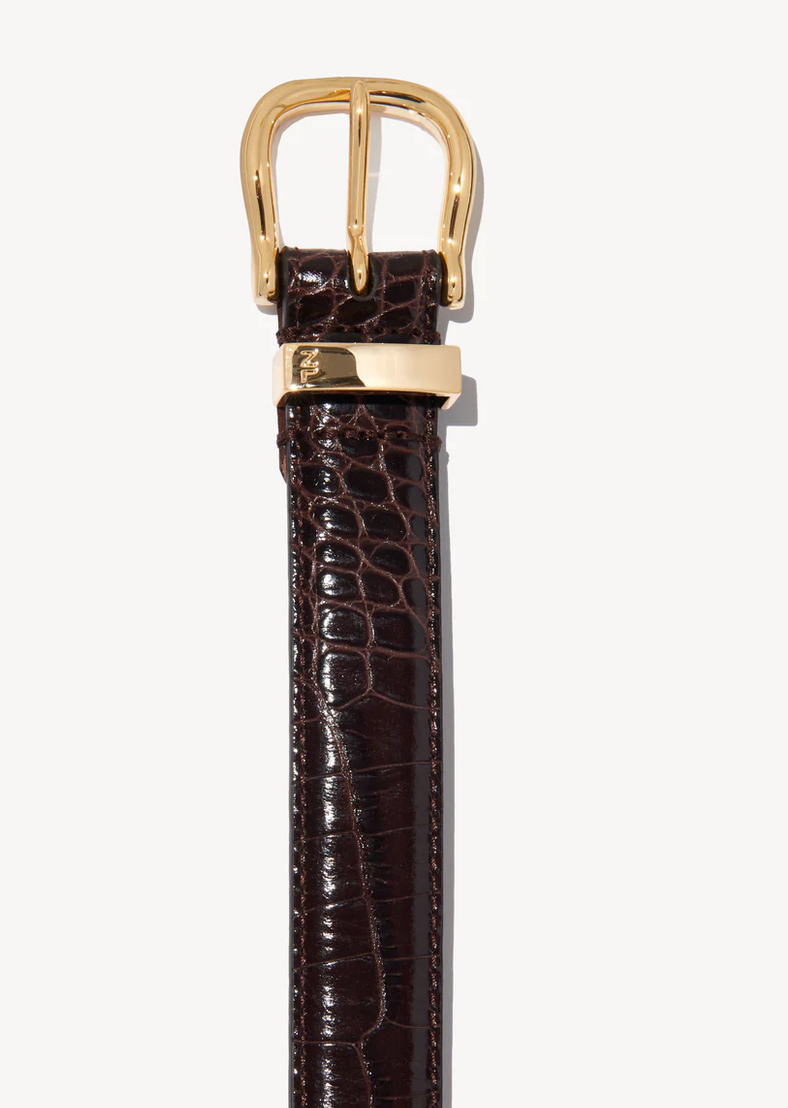 louise belt dark brown w/ shiny brass buckle