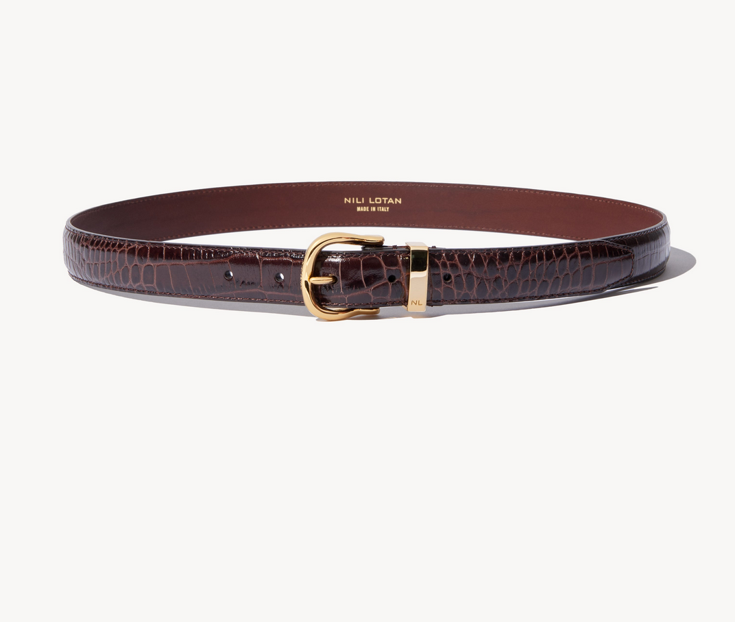 louise belt dark brown w/ shiny brass buckle