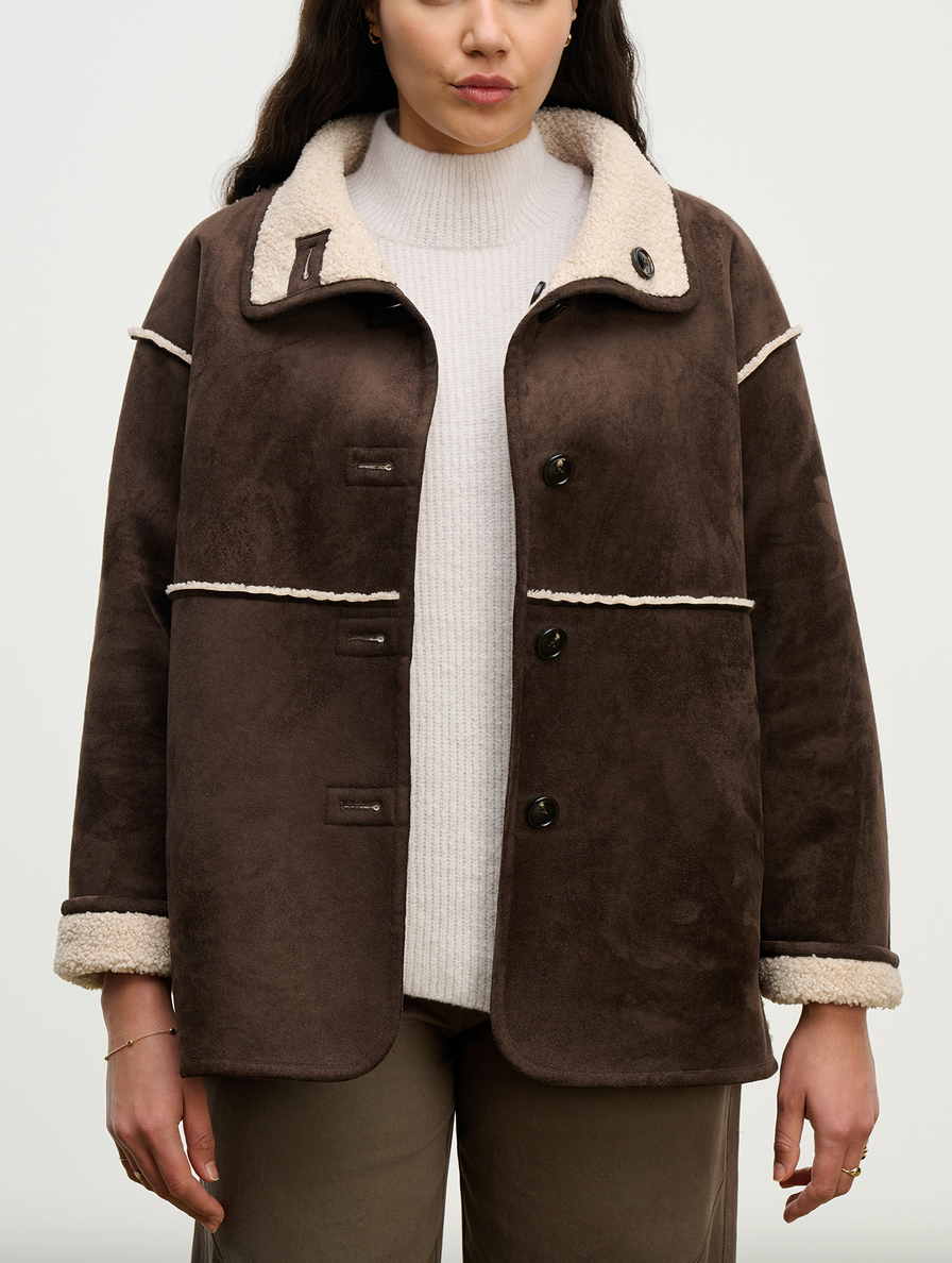 Shona luxe sherpa coat espresso