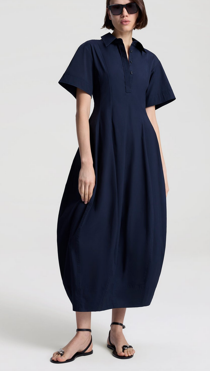 Della stretch cotton midi dress evening blue