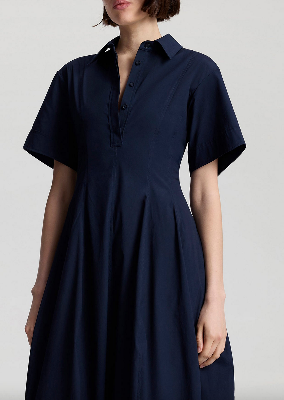 Della stretch cotton midi dress evening blue